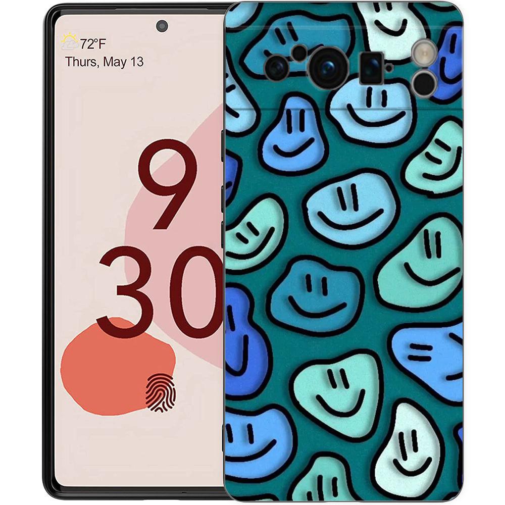 Mode Einfaches Lächeln Gesicht Paar Handyhülle Cover für Google Pixel 8 7 6 7A 6A Pro 5G Stoßfest Silikon 9 Pro XL 8 Pro 5G Hülle