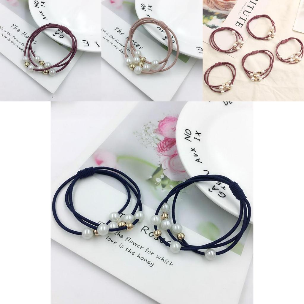 Korean Version Of The Three-strength Rubber Band High-elastic Pearl Head Rope For Women And Girls