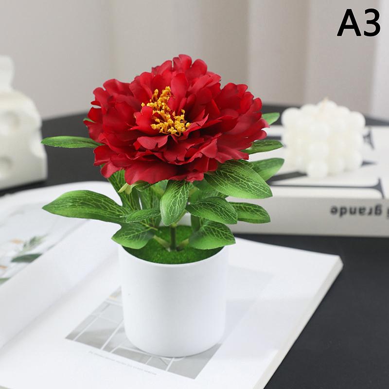 

19 см Пион Пион Искусственный цветок в горшке Маленький Свежий Домашний Декор для гостиной Свадебное украшение Цветочная композиция