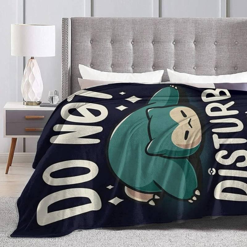 Pokemon Snorlax Cartoon Vzor Flanelová Deka Měkký Plyš Pro Domácí Použití