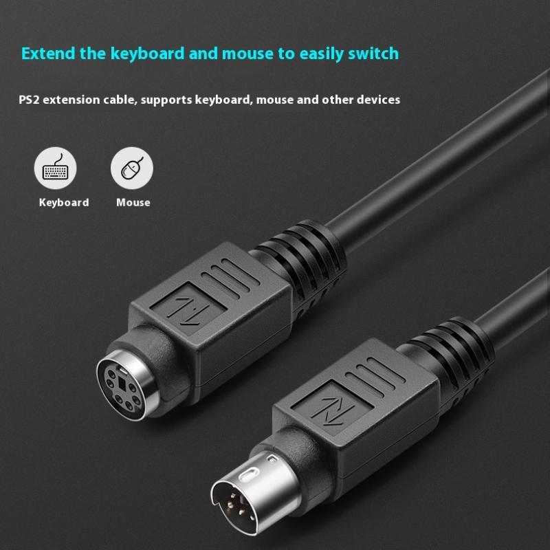 0.5m/1m/2m/5m Pure Copper Mouse Keyboard Extension Cable Head Round Male To Male To Female 6 Pin MD6 Pin Extender