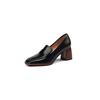 Fashion 2025 Spring New GENUINE LEATHER Women Shoes LEISURE Women Slip-On Shallow Pumps Square Toe Heels Shoes Women Zapatos De Mujer
