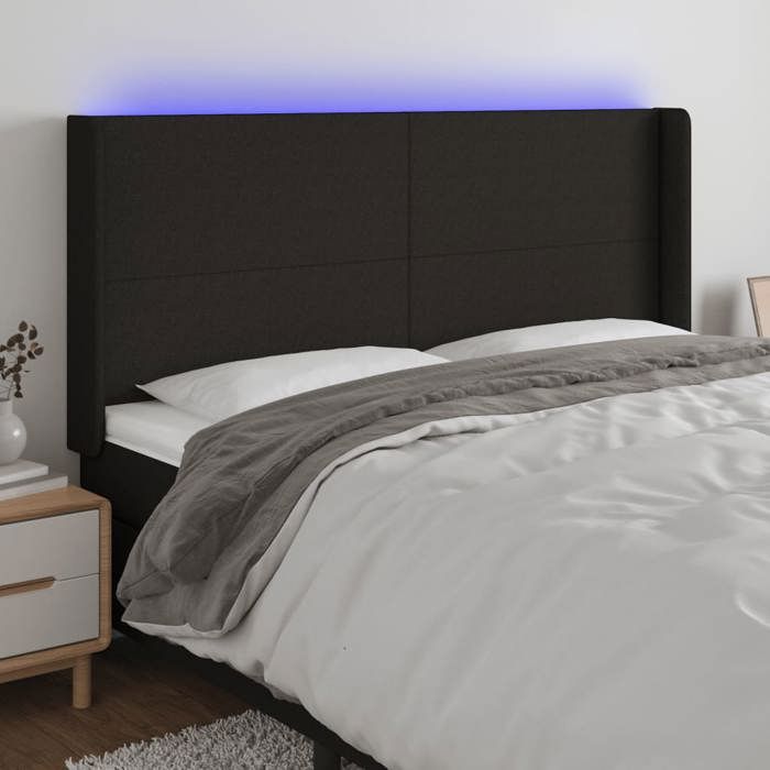VidaXL LED Headboard Bedroom Furniture Double Bed Accessory Head of Bed Frame Interior Black 3123784