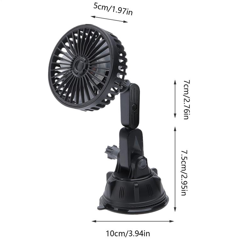 Portable Car Fan Lightweight Suction Cooler For Vehicle 3 Speed Adjustable Fan With Rotating Head For Car Camping Travel