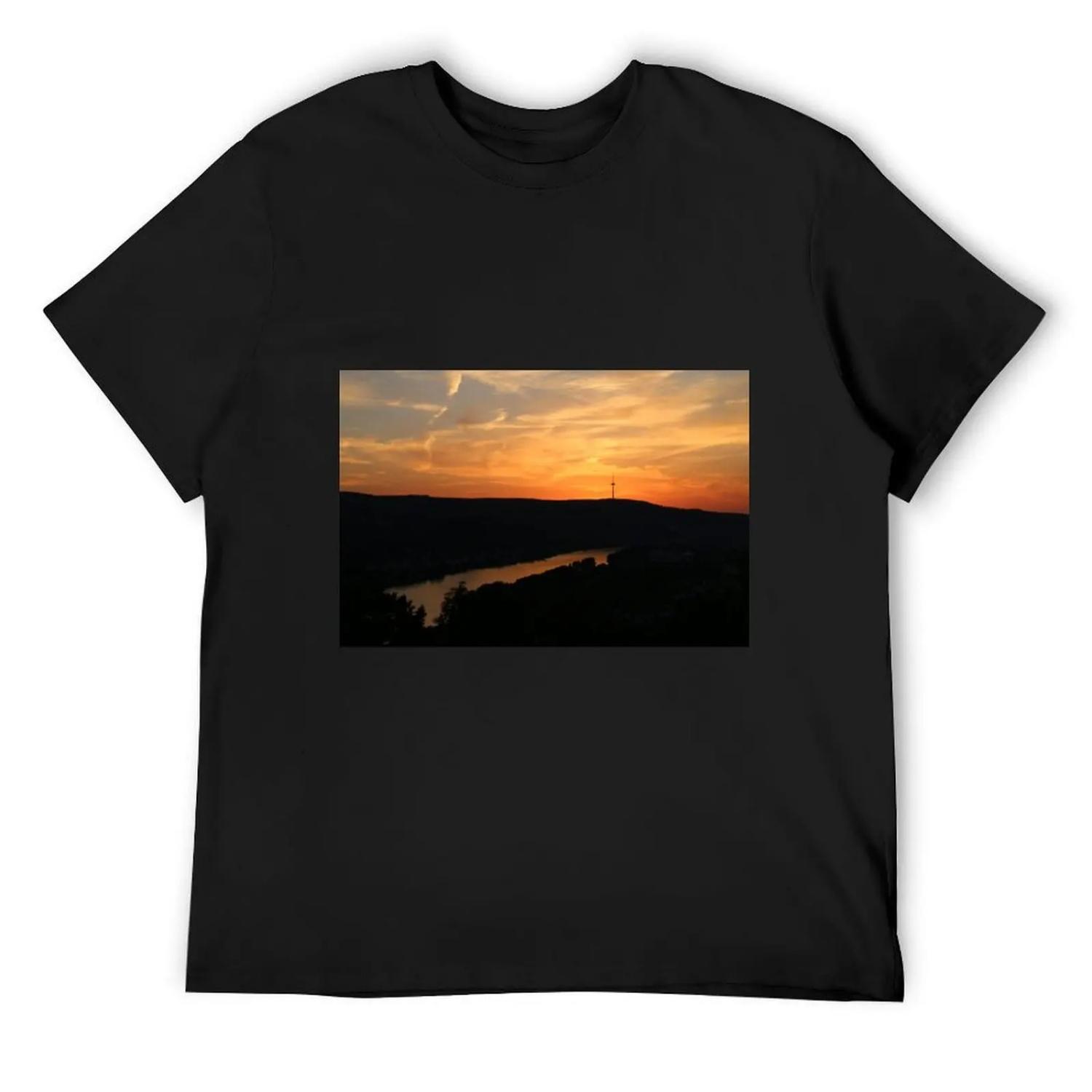 Sunset over the Rhine River, Germany T-Shirt Funny t-shirt anime shirt football t shirt Men s clothing XXXXXL разноцветный