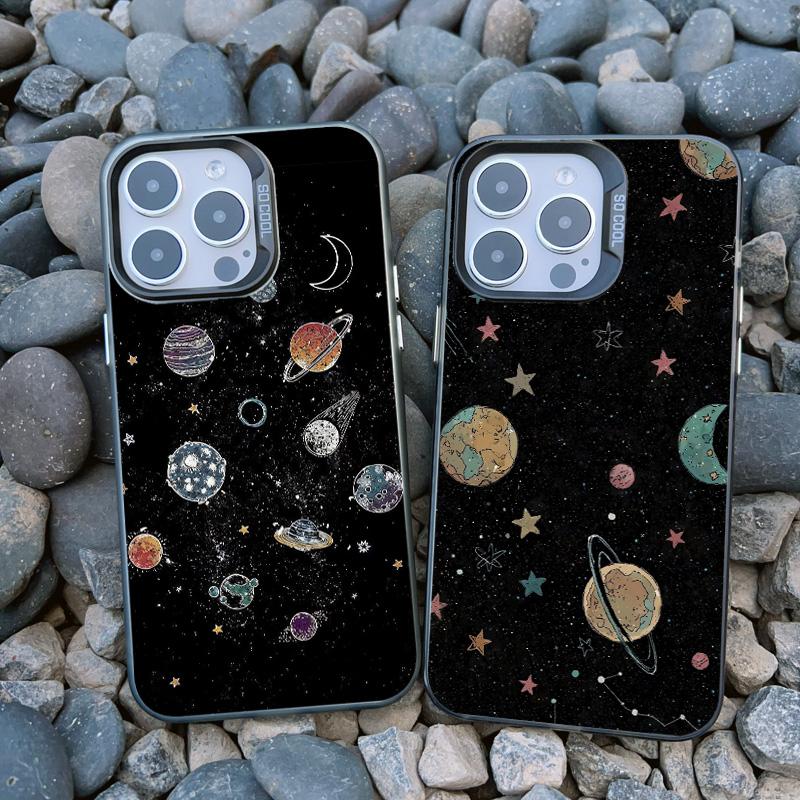 Universe Planet Starry Sky Sun Laser Phone Case For iPhone 13 Mini 12 11 Pro Max 15 16 14 Pro Max Plus Shockproof Phone Covers