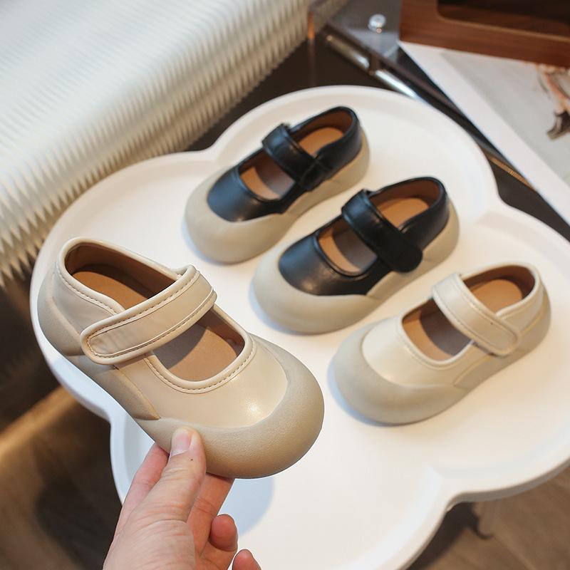 Children's Mary Jane leather shoes 2025 spring and summer new boys and girls foreign style little white board shoes ugly cute big head single shoes