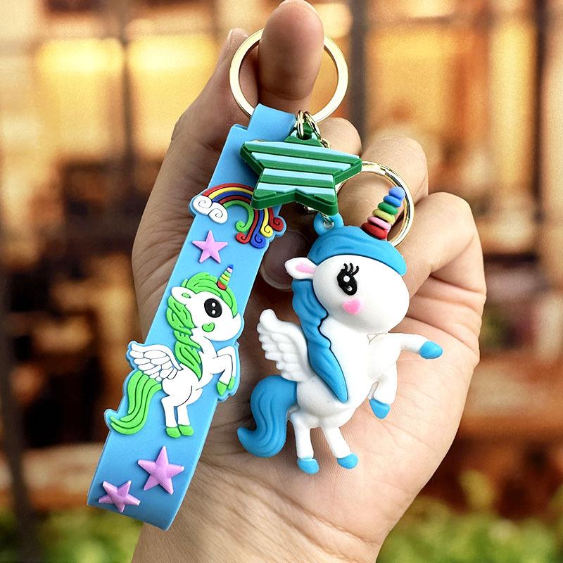 Dreamy Cartoon Rainbow Horse Unicorn Keychain