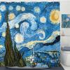 Art Oil Painting Starry Sky Printed Shower Curtain Waterproof Shower Curtain Bathroom Partition Curtain Home Decor Curtain