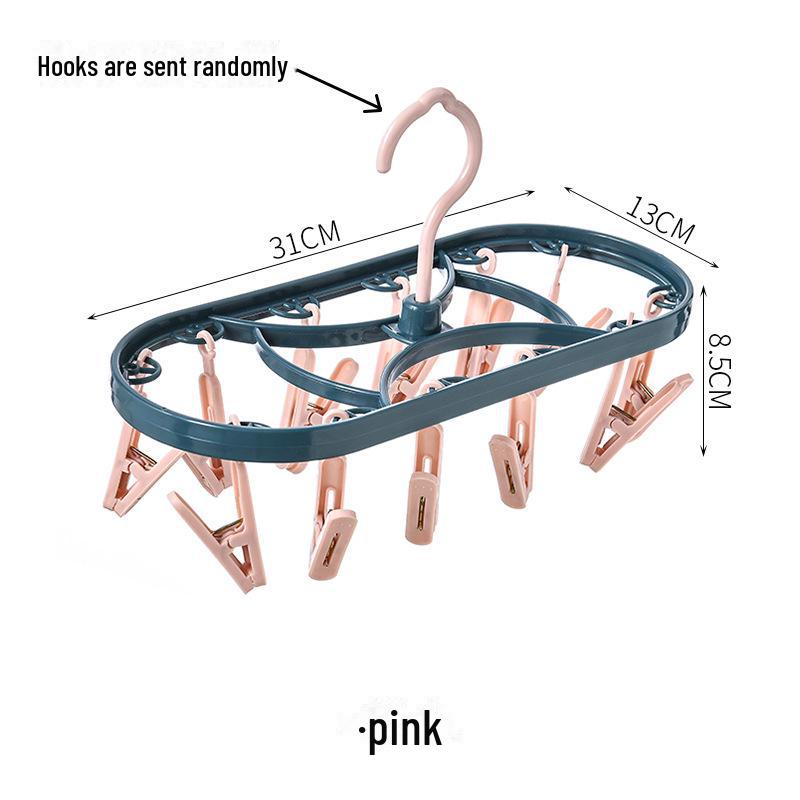 

Ветрозащитная многофункциональная сушилка с 12 зажимами для нижнего белья, одежды и носков розовый