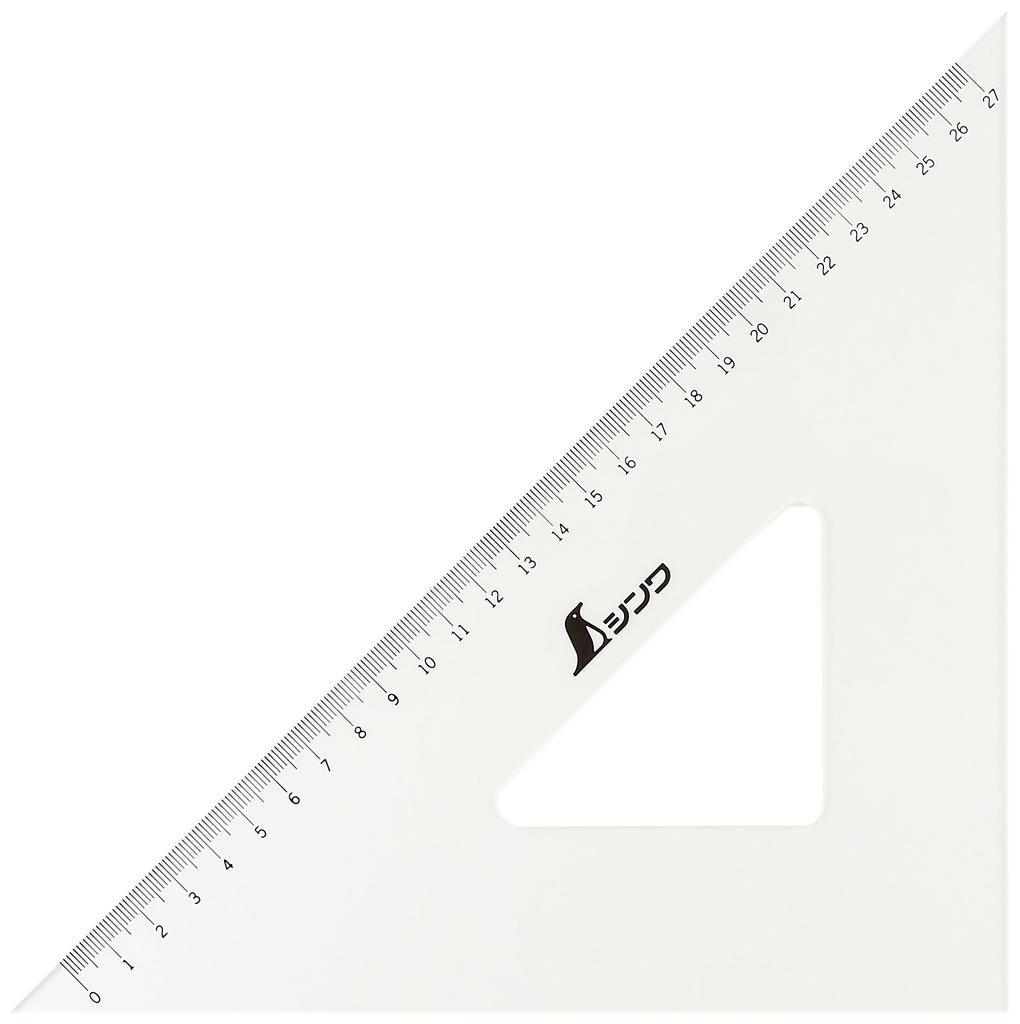 Shinwa Sokutei Triangle with Set of 75264 Ruler, Acrylic, Scale, 2, 30cm,