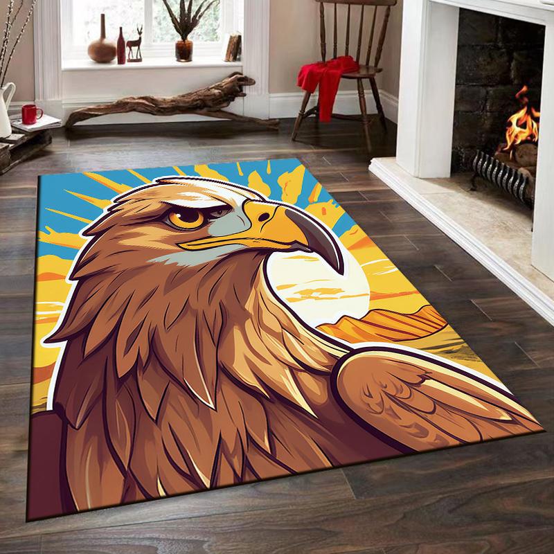 Majestic Eagle with Sunset Backdrop Non-slip rug suitable for living room and bedroom sofas