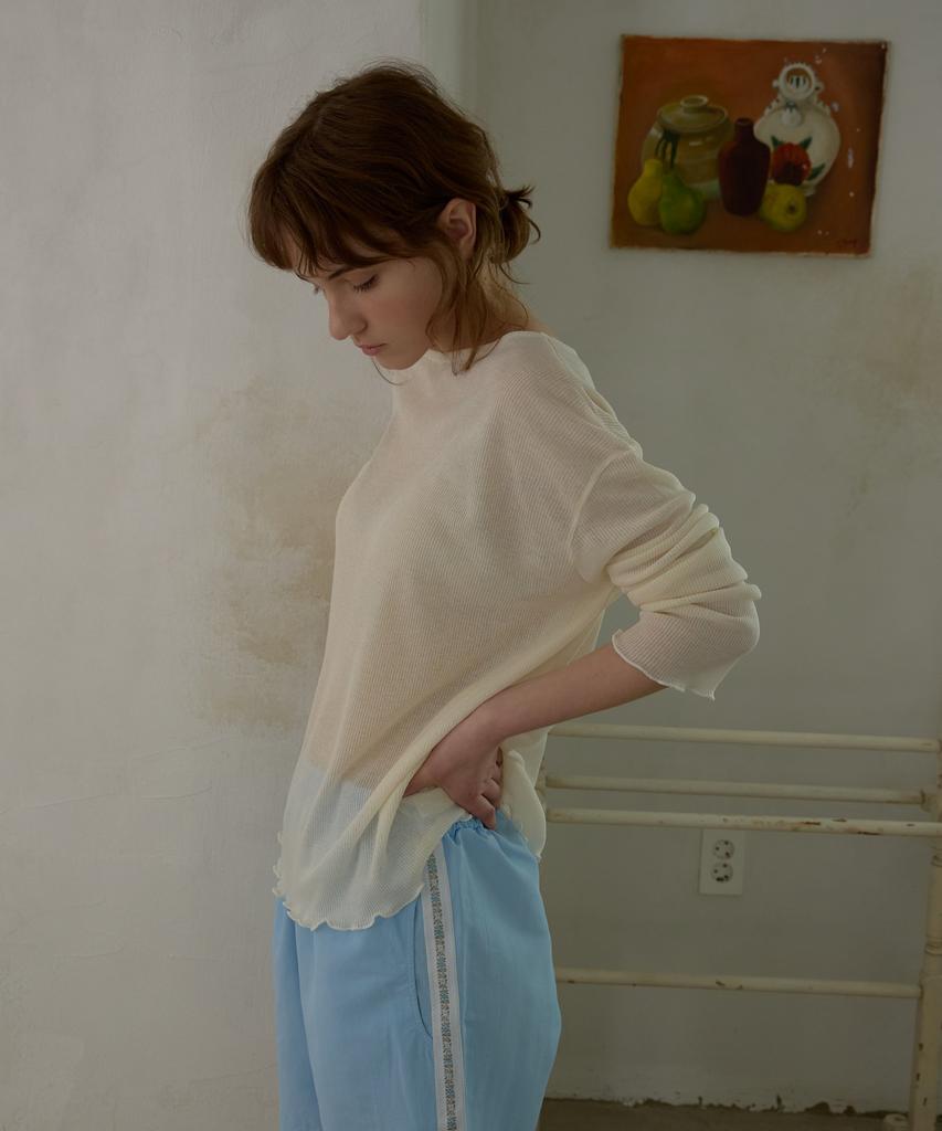 Wioi Boat Neck Sheer Top_Ivory