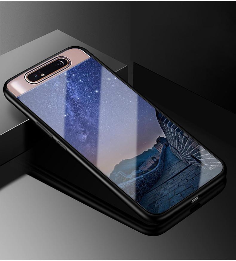 

For Samsung Galaxy A80 Case Hard PC Glass Phone Case Black TPU Bumper Cover for Samsung A80 Galaxy A80 A 80 2019 Cover A805