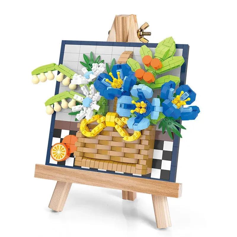 Flower Painting Exhibition Building Blocks Toys, DIY Educational Building Blocks, Desktop Ornaments Perfect Gift