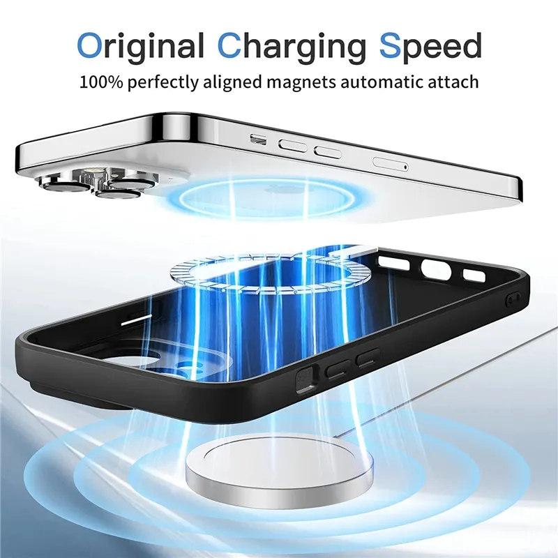 Liquid Silicone For MagSafe Case For iPhone 14 Pro Max 13 12 11 XS XR 7 8Plus Magnetic Wireless Charging Soft Shockproof Bumper Cover