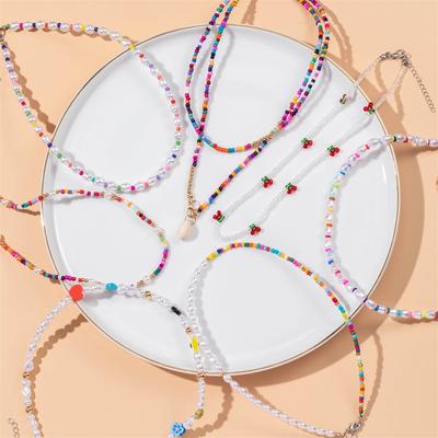 Jewelry Color Rice Beads Handmade Beaded Necklace Simple Daisy Small Flower Necklace Female