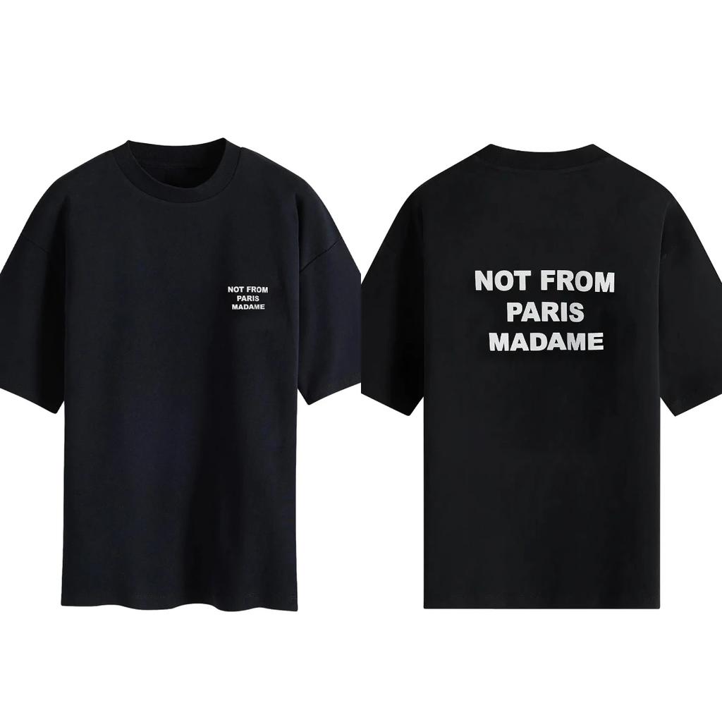 Letter Flower Print Log TShirt Slogan Not From Paris Tops Men Women Oversized Tshirts Casual Cotton Short Sleeve Male Tees