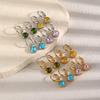 Exquisite 18K Gold-Plated French Earrings with Colorful Round Diamonds