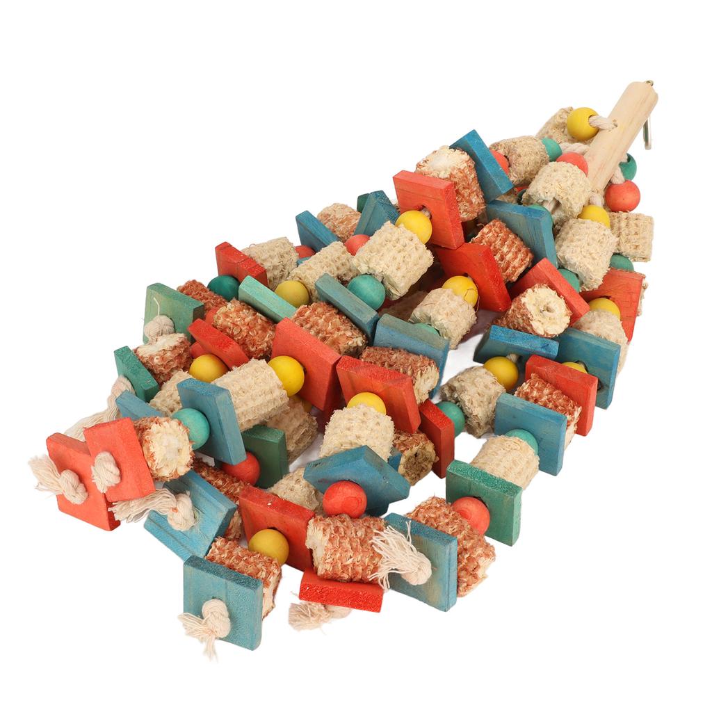 Parrot Chewing Toy Wood Corn Cob Colorful Hanging Large Bird Bite Toy for Parakeet Cockatiel