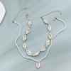 Bohemian Style Multi-Layer Clavicle Chain Necklace with Seed Beads and Shell Pendant for Women