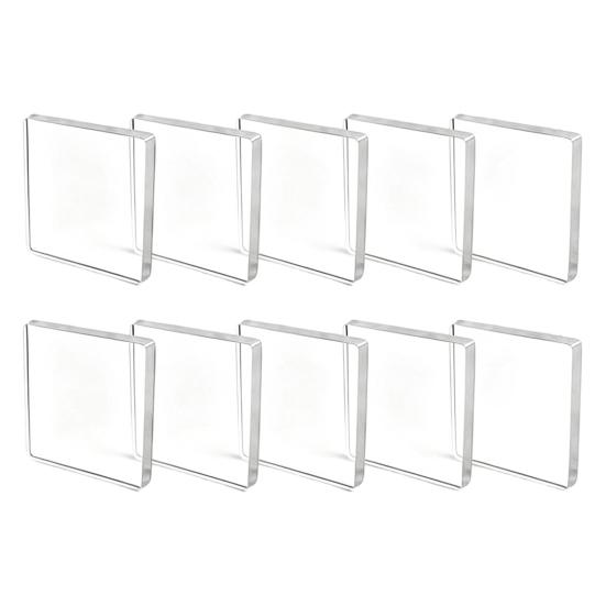 Clear Acrylic Magnetic Photo Frames for Refrigerator 10Pcs Magnet, Square Frame Magnets with Adhesive Transparent Picture Fridge Decor Back,