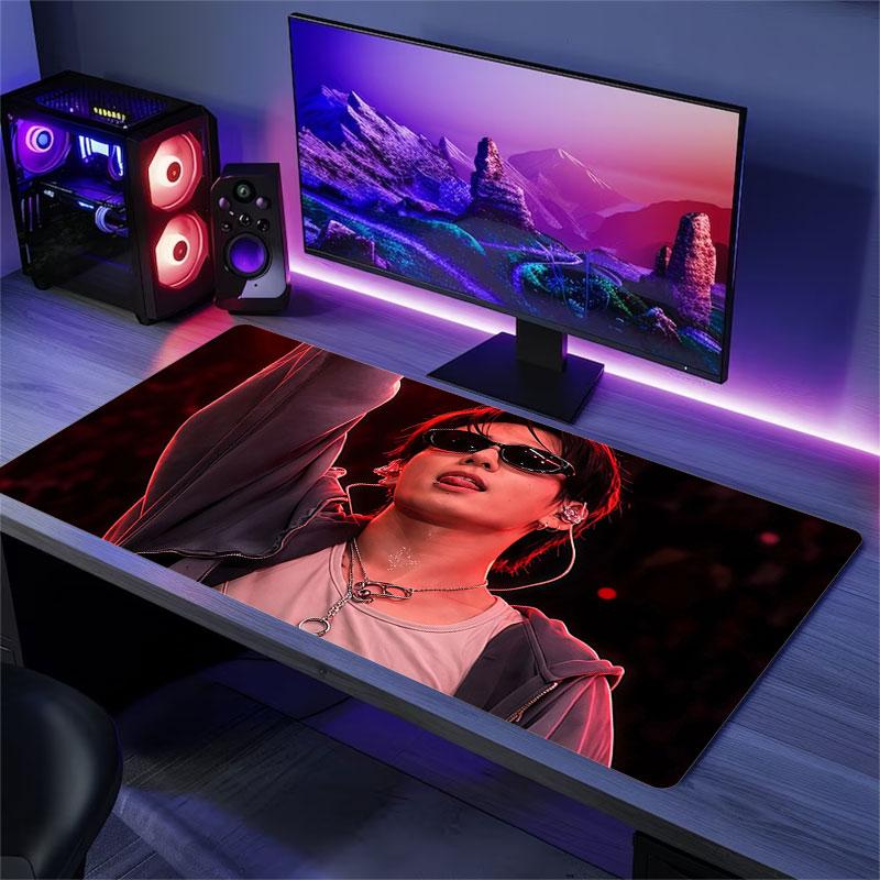 Jungkook Mouse Pad, Large Gaming Desk Mat, Non-slip XXL Mousepad for Laptop & Tablet, Mini PC Playmat with Stitched Edges