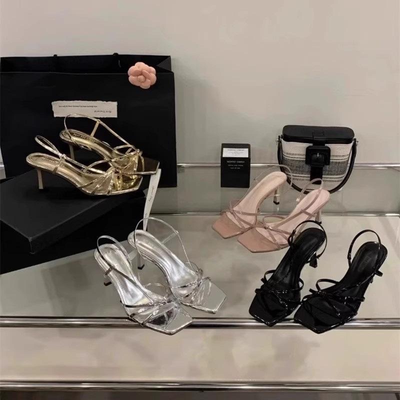Spot open-toed temperament sandals female summer 2025 fairy style new stiletto square head French fashion high heels