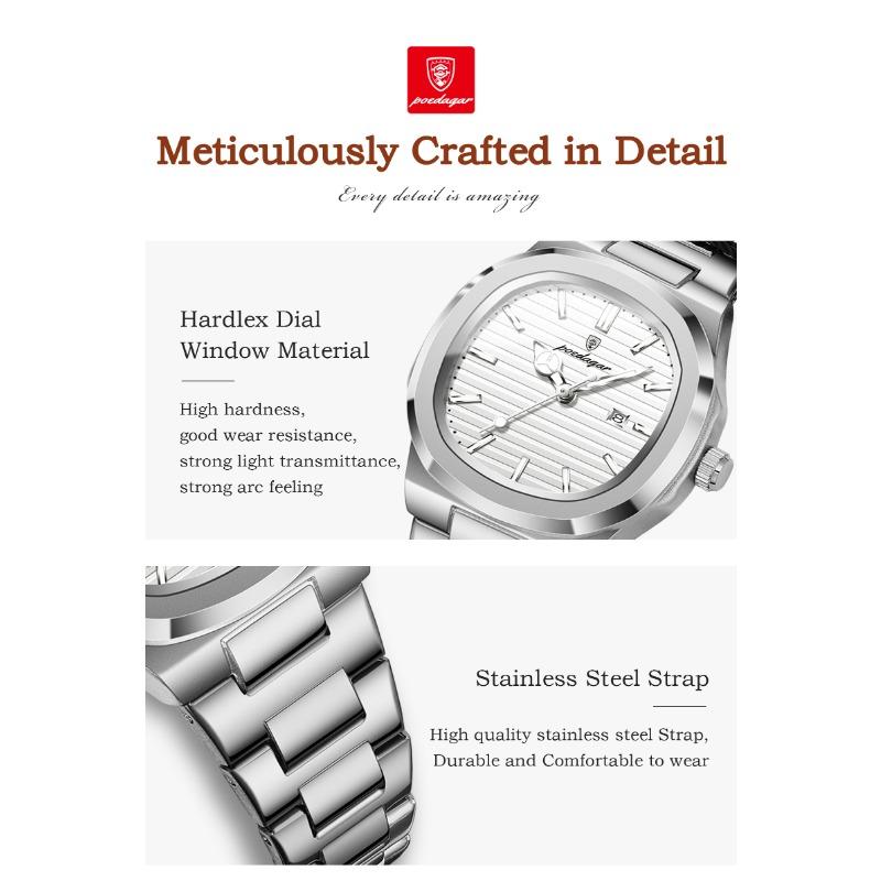POEDAGAR Montre-bracelet Femme Exquise Étanche Lumineuse Date Mode Montres Dames Acier Inoxydable Montre à Quartz