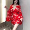 Lenjerie sexy lux pur kimono sexy japonez cu flori de cireș uniformă fierbinte tentație set de pijama interzis la atingere