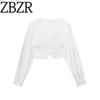Za New Fall Women's Clothing 2025 Fashion Style French Style Design Round Neck Long Sleeves Short Curved Hem Shirt