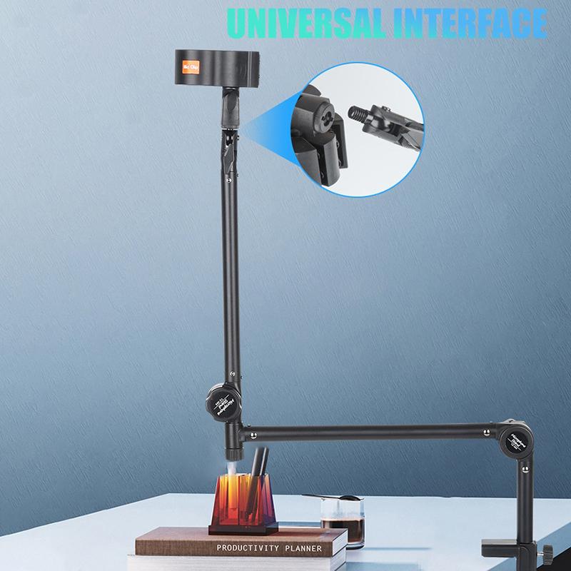 Stojak na ramię mikrofonowe biurkowy regulowany uchwyt na mikrofon do gamingu, podcastingu, streamingu, nagrywania, mikrofon z przedłużonym wysięgnikiem