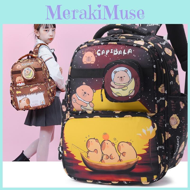 Capybara Cartoon Child Backpack Large Capacity Breathable Anti Water Splashing