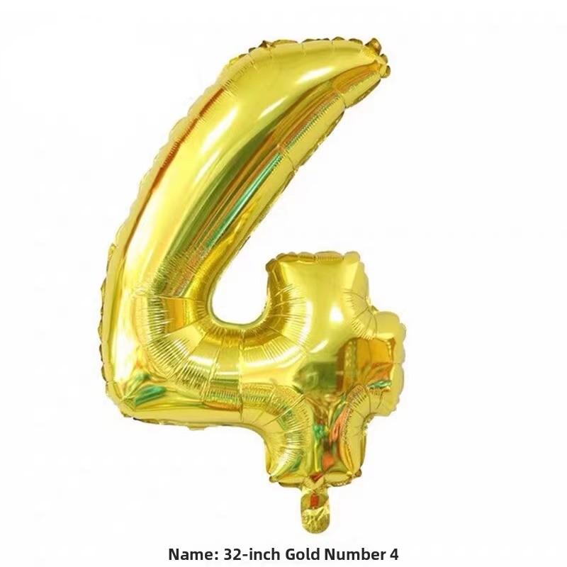 32-Inch Aluminum Foil Number Balloons Gold Silver Birthday Baby One Year Old Decorative Photography Balloons Celebration Supp...