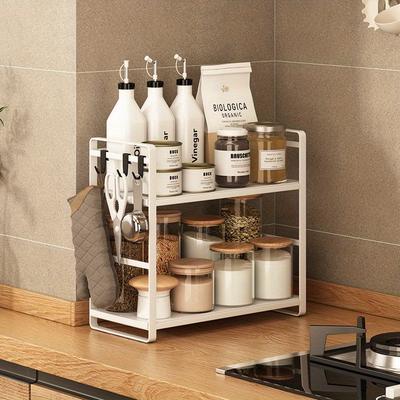 1pc Kitchen Spice Rack, No Installation Countertop Narrow Small Cooktop Spice Rack, Corner Wall Corner Spice Shelf