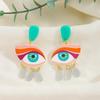 European and American Summer Cartoon Eye Shape Plate Earrings Imitation Pearl Fringed Personalized Trend Earrings