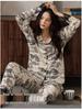 Autumn/Winter Modal Cotton Women's Long Sleeve Pajamas Set with Hyaluronic Acid - High-End Spring Style for Indoors and Outdoors