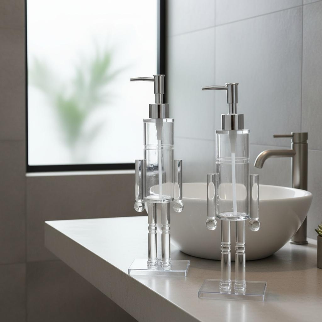 Nutcracker Soap Pump Dispenser Refillable Creative Shampoo Bottle Transparent Lotion Bottle For Kitchen Hotel Home Countertop