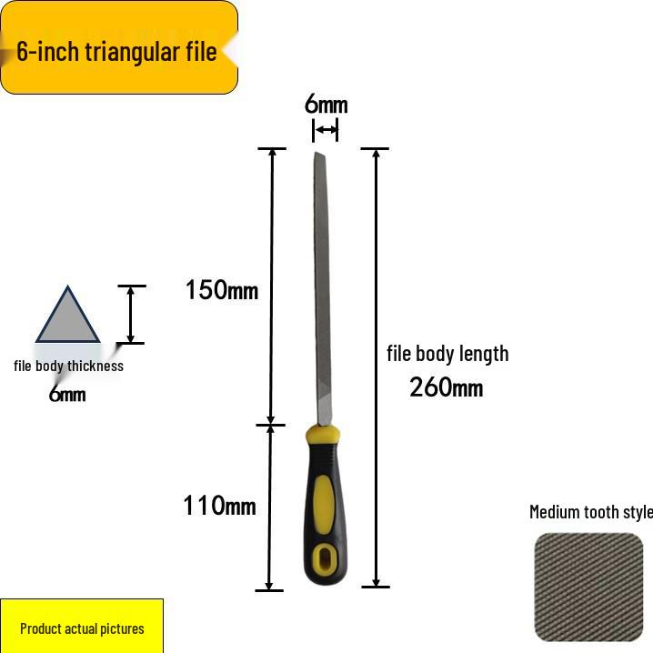 Steel Grinder File - Flat & Triangular Medium-Tooth Wear-Resistant Metal File
