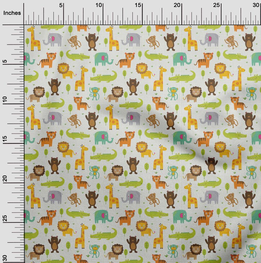 oneOone Cotton Flex Brown2 Fabric Animals Diy Clothing Quilting Fabric Print Fabric By Yard 40 Inch