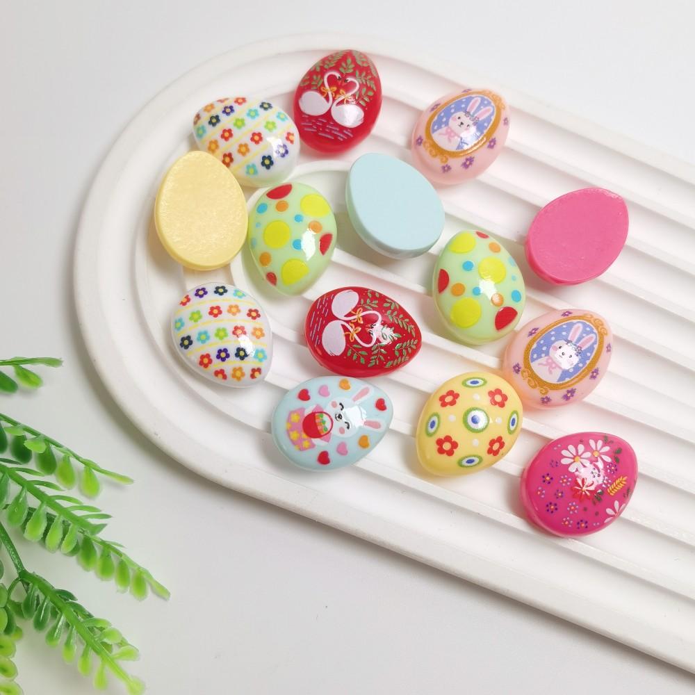 100PCS Resin Cartoon Easter Chicks Eggs Rabbit Flatback Cabochon for DIY Hair Bow Scrapbook Crafts Decorative Figurines