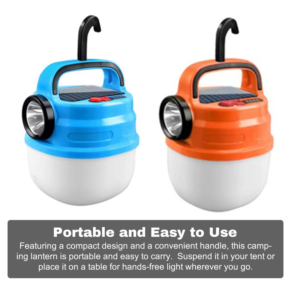 Zasilana energią słoneczną lampa kempingowa wielokrotnego użytku, ładowana przez USB, latarka namiotowa, przenośna latarka ręczna