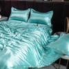 Double-sided four-piece set silky cool solid color three-piece set bed sheet quilt cover summer cool bedding