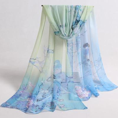 2018 Sommer Koreanischer Stil Georgette Seide Druck Damen Schal Stola Strandtuch.