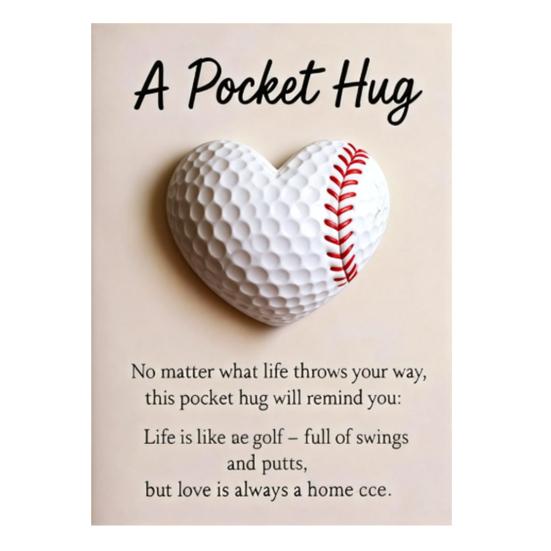 Golf Pocket Hug with Card Heart-Shaped Softball Golf Ball Pocket Hug Token Encouragement Keepsake Gift for Softball Lovers Golfers Sports Enthusiasts