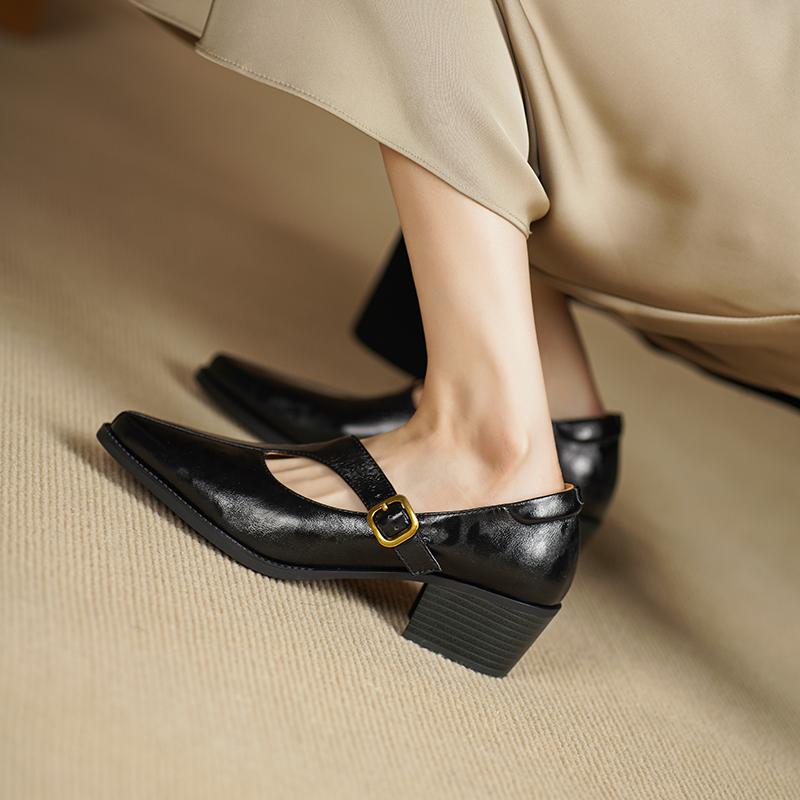 Modne czółenka z prawdziwej skóry Kobiety 2025 Nowy Przybycie Wygodne Damskie Wiosenne Mary Jane Wysoki Obcas Buty Casual Czółenka Wysokie Obcasy Kobiety