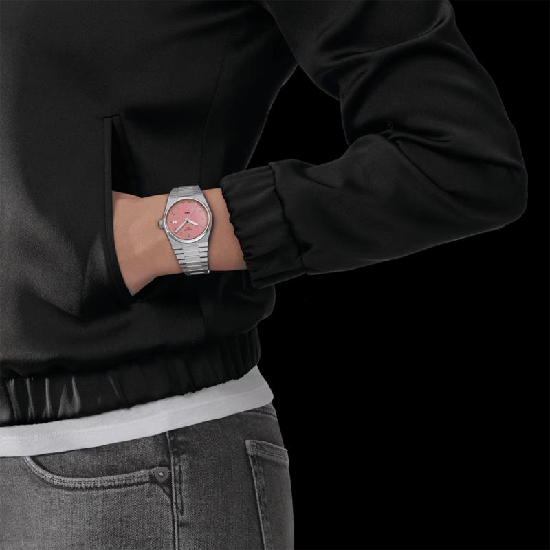 TISSOT PRX Quartz Movement 100m Water Resistance Unisex Watch Pink Watch Dial Stainless Steel Watchband T137.210.11.331.00