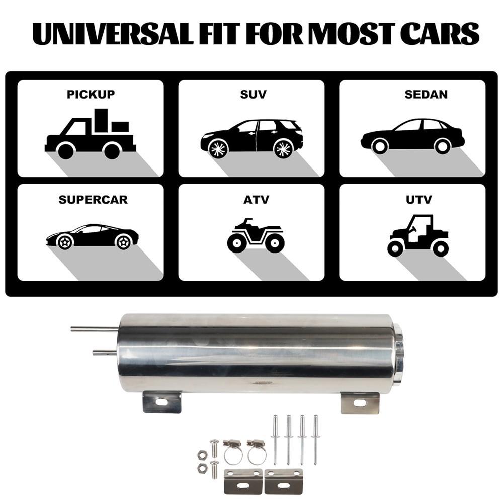 2''x13” / 3''x10” Radiator Coolant Overflow Puke Tank Universal Polished Stainless Steel Radiator Coolant Overflow Tank