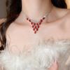 2 Pieces Water Drop Rhinestone Jewelry Set Inlaid Exquisite Necklace Earrings Set Shining Luxury Crystal Necklace Set Women