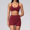 Damen Cross-Border Fitnessbekleidungs-Set: Hohe Taille Bauchkontrolle Schnelltrocknender Yoga-Anzug aus Butter-Stoff